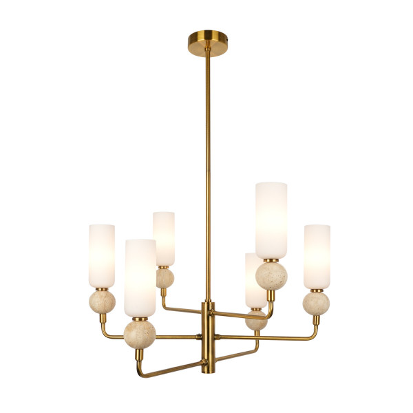 Lampa wisząca mosiądz SANTOS 6xG9x40W wym: 80x55x55 cm Italux 835937