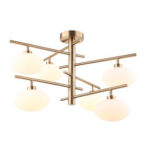Lampa wisząca mosiężno-biała Fiorenzo 6xG9x25W wym: 42x60x60 cm Italux 860886 Lampa wisząca mosiężno-biała Fiorenzo 6xG9x25W wym: 42x60x60 cm Italux 860886