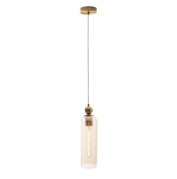Lampa wisząca mosiężno-bursztynowa CAMPANILA 1xE27x40W Maxlight 854745
