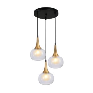 Lampa wisząca mosiężno-czarna-przezroczysta KONILA 3xG9x10W Italux 854234 Lampa wisząca mosiężno-czarna-przezroczysta KONILA 3xG9x10W Italux 854234