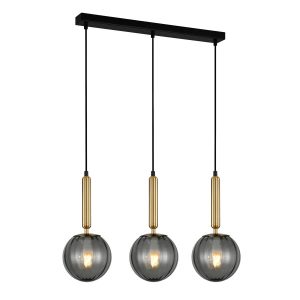 Lampa wisząca mosiężno-dymiona-czarna Ravena 3xE27x5W Italux 853932 Lampa wisząca mosiężno-dymiona-czarna Ravena 3xE27x5W Italux 853932