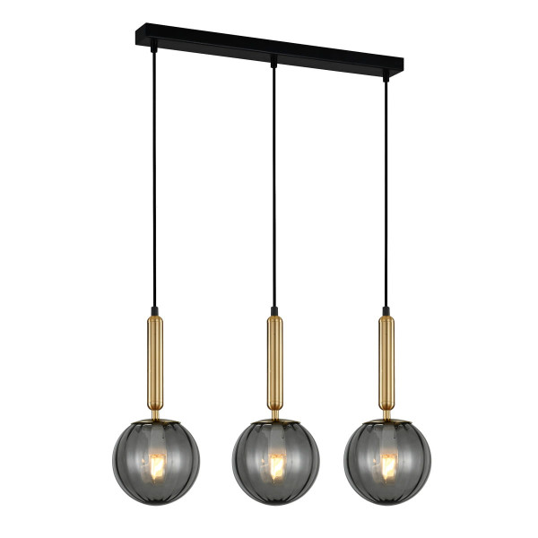 Lampa wisząca mosiężno-dymiona-czarna Ravena 3xE27x5W Italux 853932