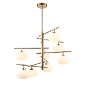 Lampa wisząca mosiężno-złota-biała Fiorenzo 8xG9x25W Italux 860011 Lampa wisząca mosiężno-złota-biała Fiorenzo 8xG9x25W Italux 860011
