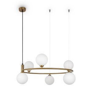 Lampa wisząca mosiężno-złota RING 6xG9x25W wym: 178x58x65 cm Maytoni 230826 Lampa wisząca mosiężno-złota RING 6xG9x25W wym: 178x58x65 cm Maytoni 230826