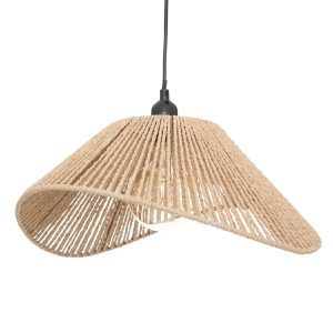 Lampa wisząca Myha beżowa 17×45 cm sufitowa pleciona 931892
