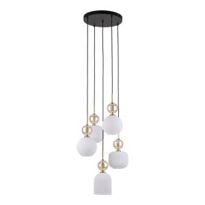 Lampa Wisząca Na Kole Tk Lighting Sophia Koniakowe Kulki Białe Ryflowane 994309