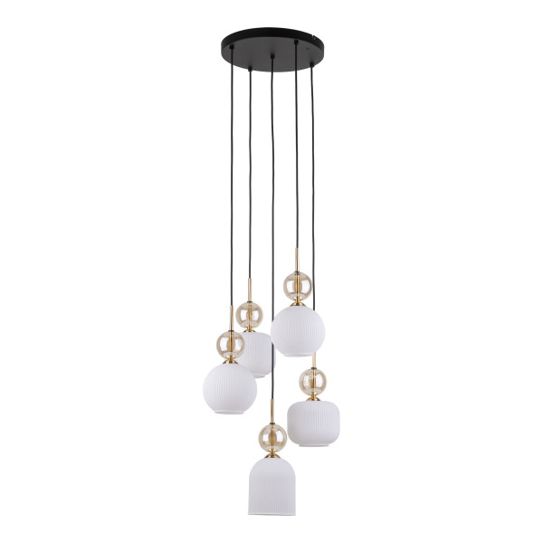 Lampa Wisząca Na Kole Tk Lighting Sophia Koniakowe Kulki Białe Ryflowane 994309