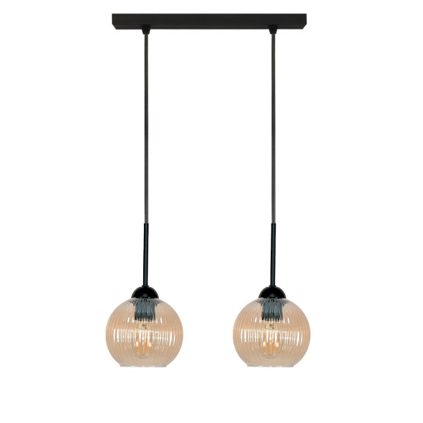 Lampa wisząca nad stół EDYLIT bursztynowe klosze loft 2xE27 PION 15-038 1048993