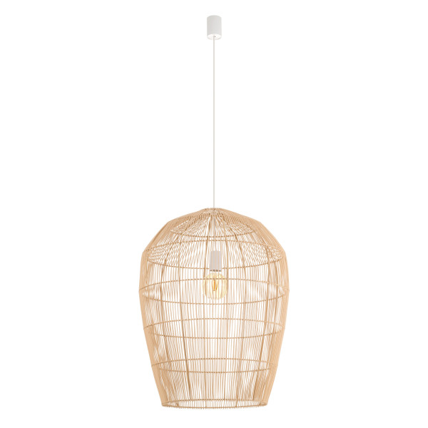 Lampa wisząca naturalne drewno-biała HAITI L 1xE27x25W Nowodvorski 846590