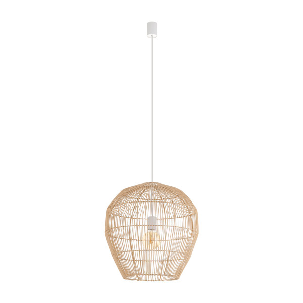 Lampa wisząca naturalne drewno-biała HAITI M 1xE27x25W Nowodvorski 846388