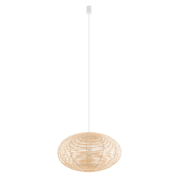 Lampa wisząca naturalne drewno-biała RATTAN M 1xE27x25W Nowodvorski 846592