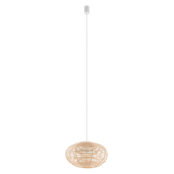 Lampa wisząca naturalne drewno-biała RATTAN S 1xE27x25W Nowodvorski 847922