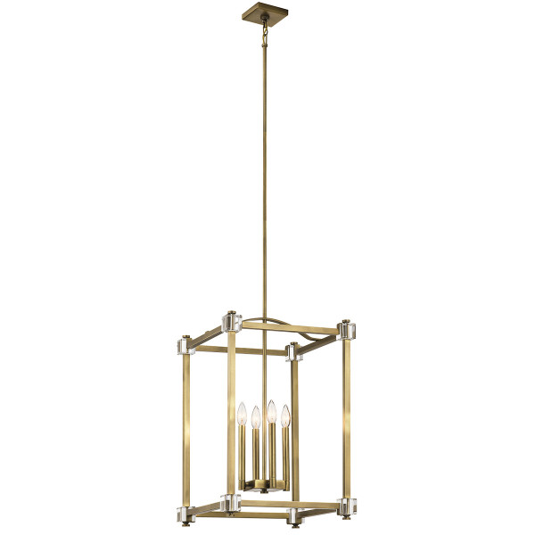 Lampa wisząca naturalny mosiądz Cayden 4xE14x60W Kichler 849541