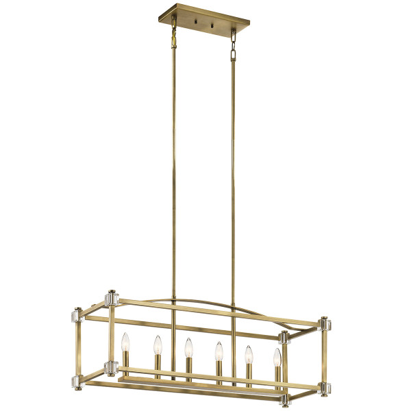 Lampa wisząca naturalny mosiądz Cayden 6xE14x60W Kichler 849569