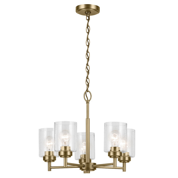 Lampa wisząca naturalny mosiądz-przezroczysta WINSLOW 5xE27x60W Kichler 836251