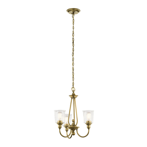 Lampa wisząca naturalny mosiądz Waverly 3xE27x60W Kichler 849470