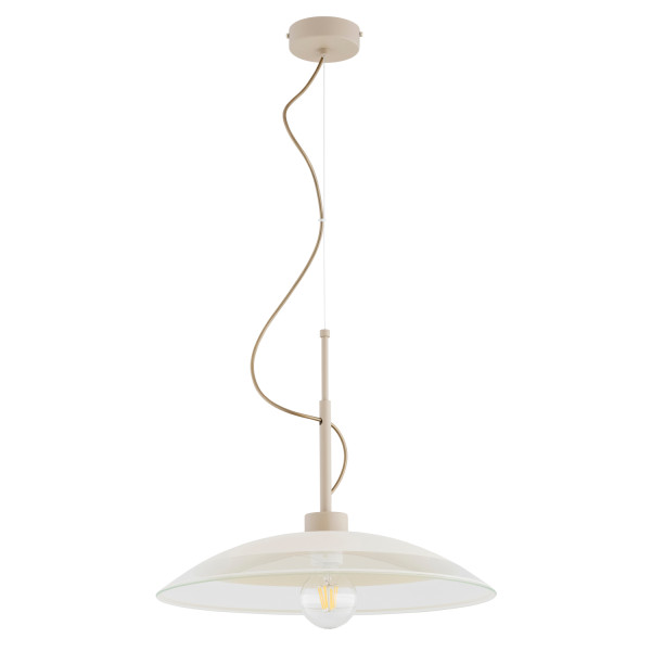 Lampa wisząca NERI szeroki klosz beżowa 1xE27x15W wym:90x47x47cm IP20 Alfa 1025267