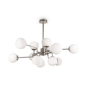 Lampa wisząca nikiel-biała ERICH 12xE14x40W wym: 140x110x50 cm Maytoni 852303 Lampa wisząca nikiel-biała ERICH 12xE14x40W wym: 140x110x50 cm Maytoni 852303