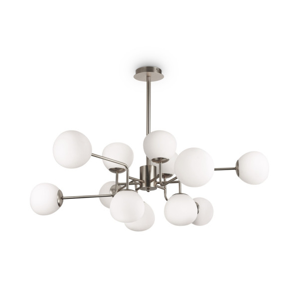 Lampa wisząca nikiel-biała ERICH 12xE14x40W wym: 140x110x50 cm Maytoni 852303