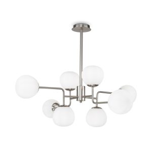 Lampa wisząca nikiel-biała ERICH 8xE14x40W wym: 129x96x57 cm Maytoni 852230 Lampa wisząca nikiel-biała ERICH 8xE14x40W wym: 129x96x57 cm Maytoni 852230