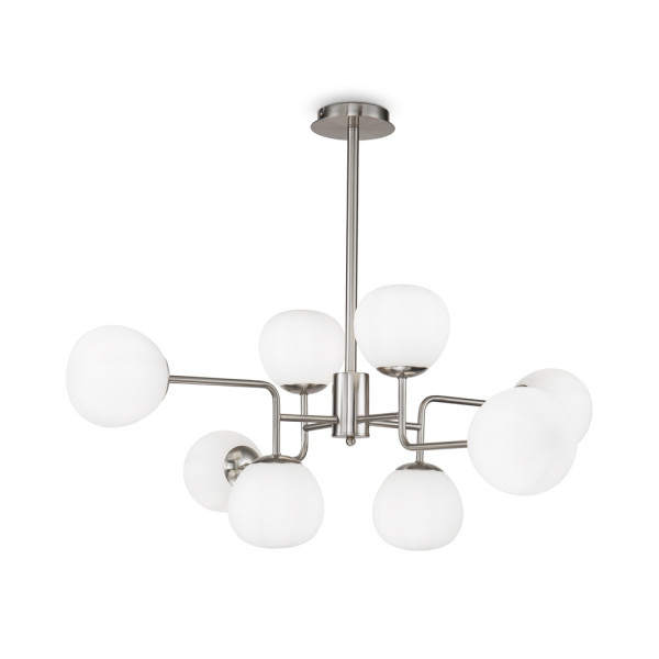 Lampa wisząca nikiel-biała ERICH 8xE14x40W wym: 129x96x57 cm Maytoni 852230