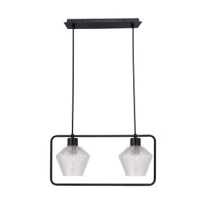 Lampa wisząca Niko karbowane klosze czarno-bezbarwny 2xE27x40W Candellux 988587 Lampa wisząca Niko karbowane klosze czarno-bezbarwny 2xE27x40W Candellux 988587