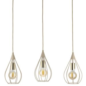 Lampa Wisząca Noa Beżowo-złota 3xE27 75 cm Druciak Nowczesny Salon Taupe 759150 Lampa Wisząca Noa Beżowo-złota 3xE27 75 cm Druciak Nowczesny Salon Taupe 759150