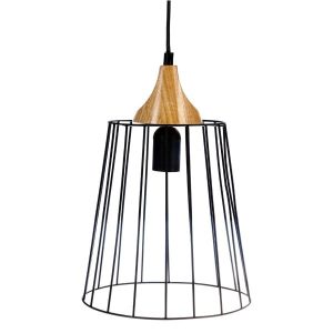LAMPA WISZĄCA Nut czarna ŻELAZNY KLOSZ drewniany wspornik 438639 LAMPA WISZĄCA Nut czarna ŻELAZNY KLOSZ drewniany wspornik 438639