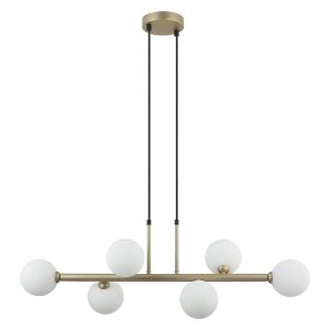 Lampa wisząca Olbia 6-punktowa szklana biało-złota 44895 Lampa wisząca Olbia 6-punktowa szklana biało-złota 44895