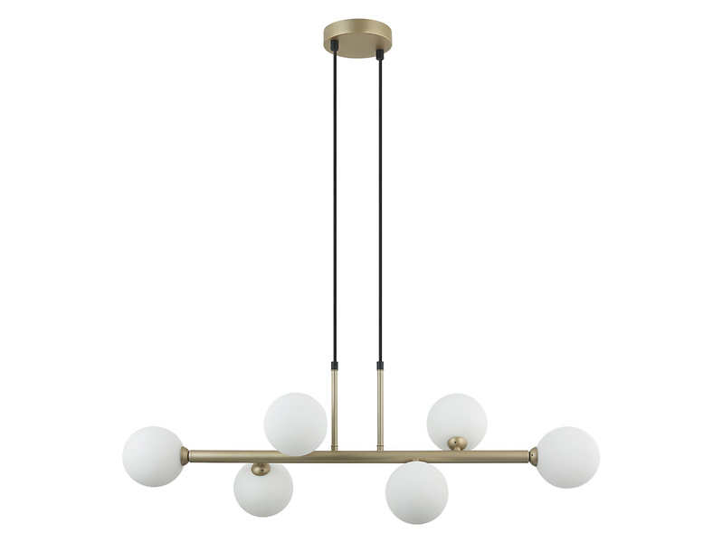 Lampa wisząca Olbia 6-punktowa szklana biało-złota 44895