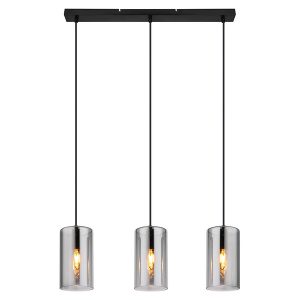 Lampa wisząca Olly 3-punktowa metalowo-szklana czarna 132973 Lampa wisząca Olly 3-punktowa metalowo-szklana czarna 132973