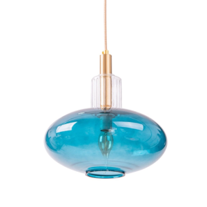 Lampa Wisząca OPAL Błękitna Szklana Złota 963725 Lampa Wisząca OPAL Błękitna Szklana Złota 963725