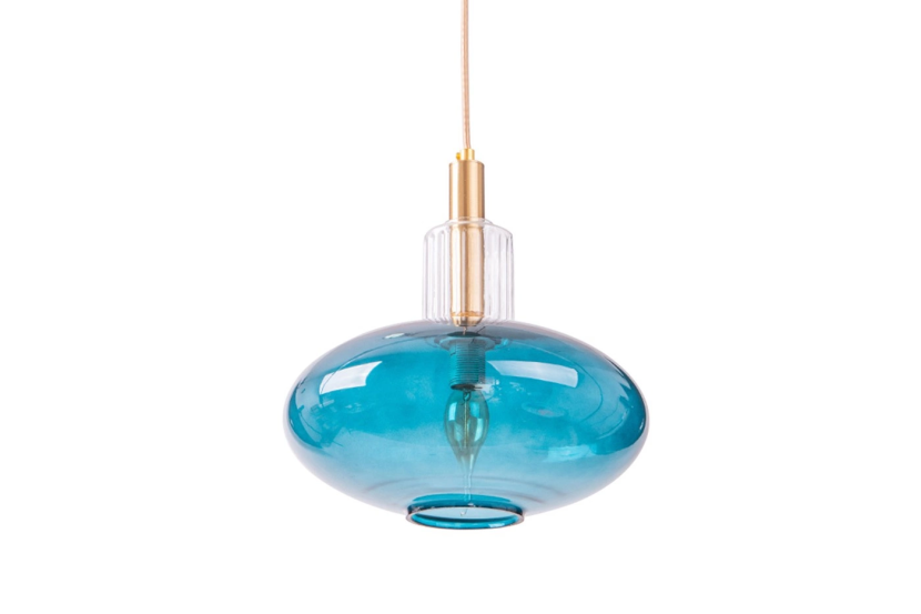 Lampa Wisząca OPAL Błękitna Szklana Złota 963725