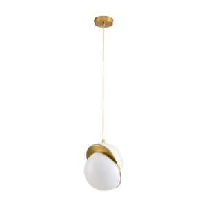 Lampa wisząca ORBITA biało-złota 25 cm – nowoczesny design 813388 Lampa wisząca ORBITA biało-złota 25 cm – nowoczesny design 813388