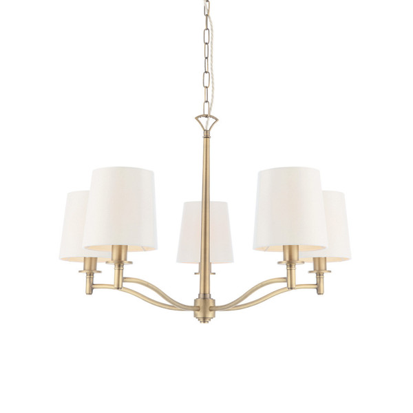 Lampa wisząca ORTONA z abażurami złoto-biała 5xE14x15W IP20 Endon 1025492