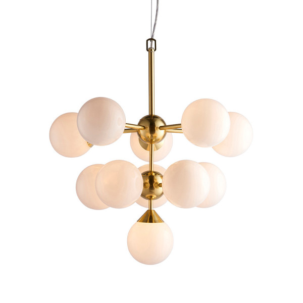Lampa wisząca OSCAR szklane białe kule biało-złota 11xG9x8W IP20 Endon 1019297