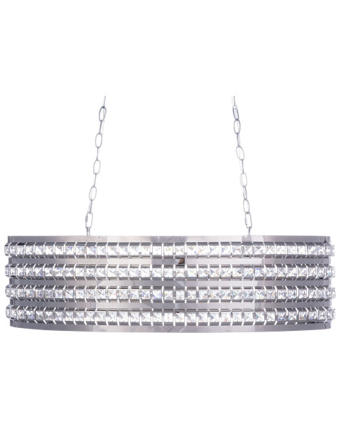 Lampa wisząca owalna z kryształami srebrna 60697