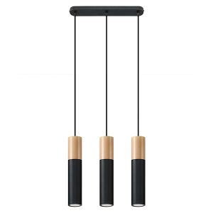 Lampa wisząca Pablo 3-punktowa drewniana brązowo-czarna 41232 Lampa wisząca Pablo 3-punktowa drewniana brązowo-czarna 41232