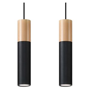 Lampa wisząca Pablo2-punktowa drewniana brązowo-czarna 52141 Lampa wisząca Pablo2-punktowa drewniana brązowo-czarna 52141