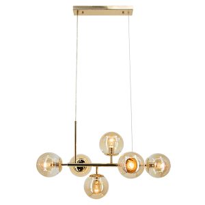 Lampa wisząca Paco 6-punktowa metalowa złota 1077840 Lampa wisząca Paco 6-punktowa metalowa złota 1077840
