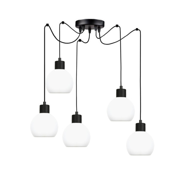 Lampa wisząca pająk EDYLIT loft białe klosze 5xE27 MOKA 14-120 do salonu 1005192