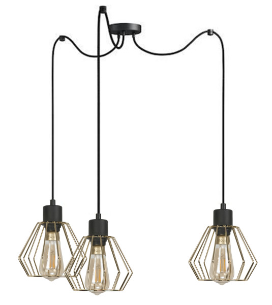 Lampa wisząca pająk zwis EDYLIT druciane klosze loft 3xE27 Maris 13-327 1000767
