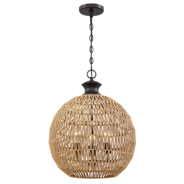 Lampa wisząca palladiański brązowo-beżowa CASABLANCA 3xE27x60W Quoizel 836252