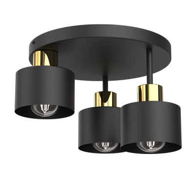 Lampa wisząca Parkla czarny mat-złoty połysk 3xE27x15W IP20 Luminex 1030356