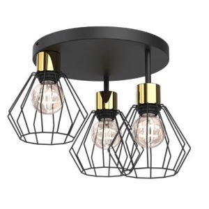 Lampa wisząca Parkla czarny mat-złoty połysk 3xE27x15W IP20 Luminex 1030352 Lampa wisząca Parkla czarny mat-złoty połysk 3xE27x15W IP20 Luminex 1030352