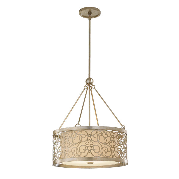 Lampa wisząca patynawane płatki srebro-kremowa Arabesque 4xE27x60W Feiss 850336
