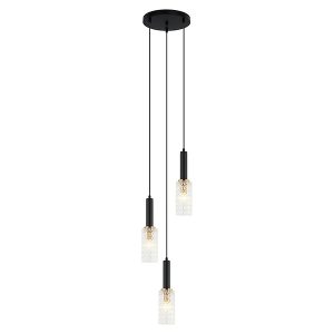Lampa wisząca Perola 3-punktowa stalowa czarna 63577