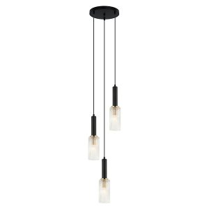 Lampa wisząca Perola 3-punktowa stalowa złoto-czarna 63575