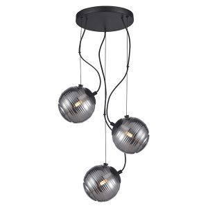 Lampa wisząca Perona 3-punktowa szklana grafitowa 209810