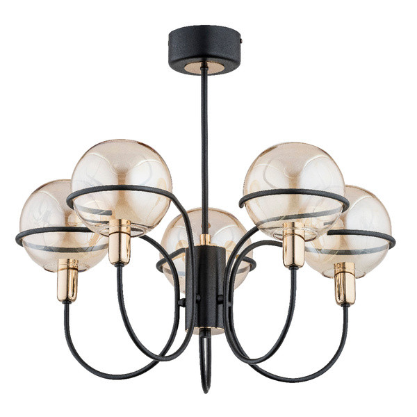 Lampa wisząca PETRA czarno-złota 5xE14x10W wym:52x59x59cm IP20 Alfa 1019434